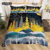 Abstract Mountain Duvet Cover Natural Scenery Art King Bedding Set For Nature Lover Gift Woodland Hiking Adventure Quilt Cover