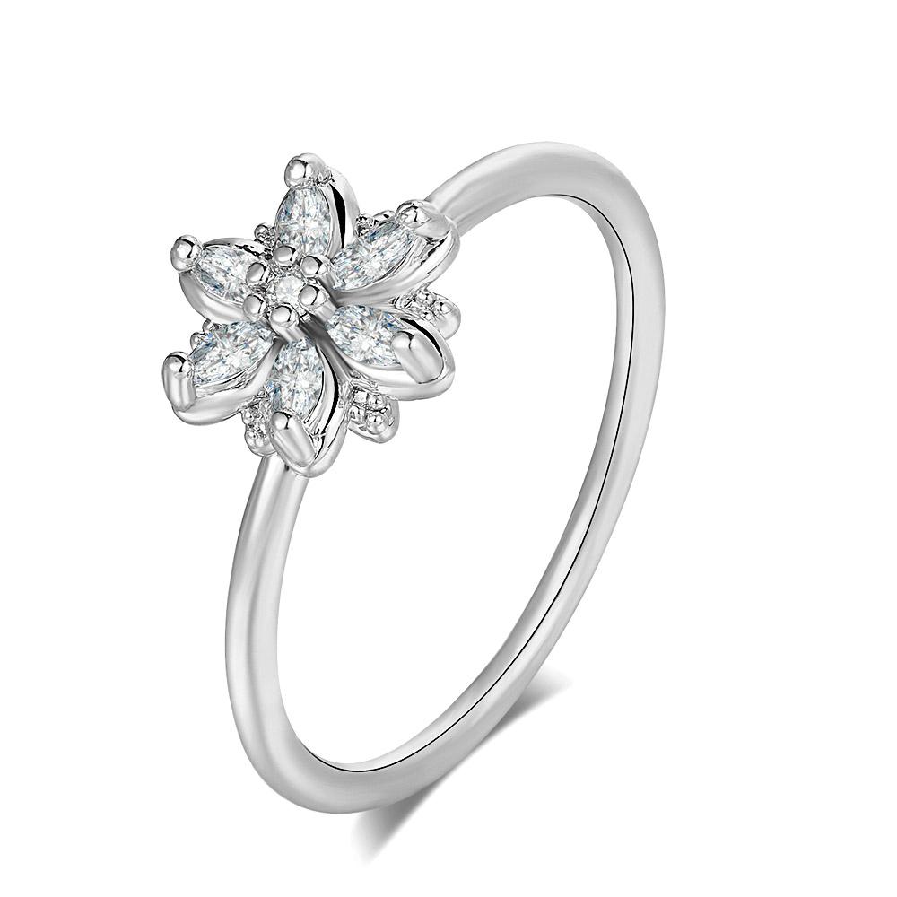 ZHOUYANG Crystal Flower Finger Rings For Women Elegant Fresh Zircon 3 Wedding Engagement Gift Jewelry R080