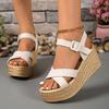 Wedge Heel 2025 Summer New Fashion Platform Thick Bottom Buckle White Casual Comfortable Walking Shoes Sandals for Women