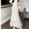 Lace Fishtail Skirt Women High-waisted Slim Hip Wrap Skirt All-match Autumn Spring Female Elegant Long Skirts