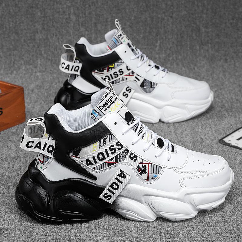 Весенняя мужская обувь, летняя обувь для средней школы, баскетбольная спортивная обувь для бега, молодежная повседневная обувь с высоким берцем на платформе, модная обувь для пап