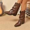 Модная женская обувь 2025 горячая распродажа Слипоны Женские ботинки Модные ботинки с отворотом Современные ботинки Женские ботинки до середины икры с острым носком Zapatos