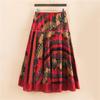 Spring Summer Fashion Women's Cotton Linen High Waist Slim Half Length Temperament Check Print Swing Skirt Plus Size