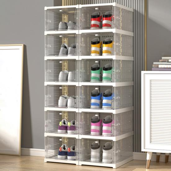 Home Shoe Box Transparent Stackable Thickened Foldable Dust-proof Visible Dustproof Moisture-proof Dorm Shoe Container Shoe