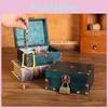 Jewelry Wooden Box With Lock Vintage Desktop Organizer For Home Office Decor