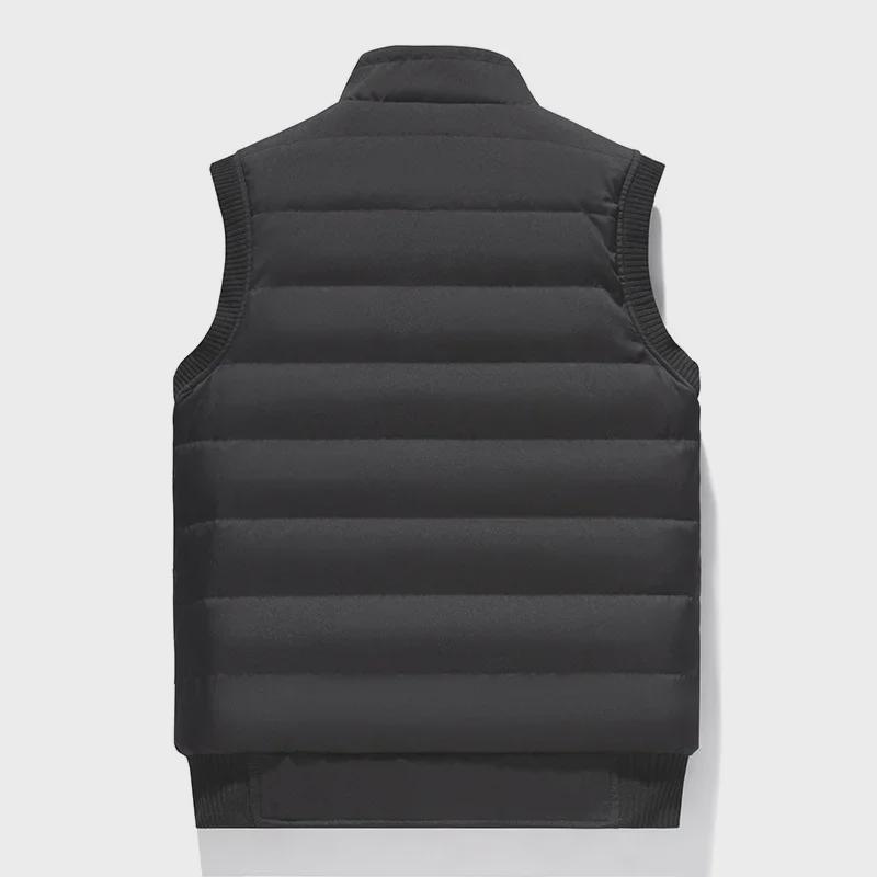 Men's Waterproof Thickened Velvet Stand-Up Collar Windproof Vest, Loose Fit for Dad, Large Size Warm Waistcoat