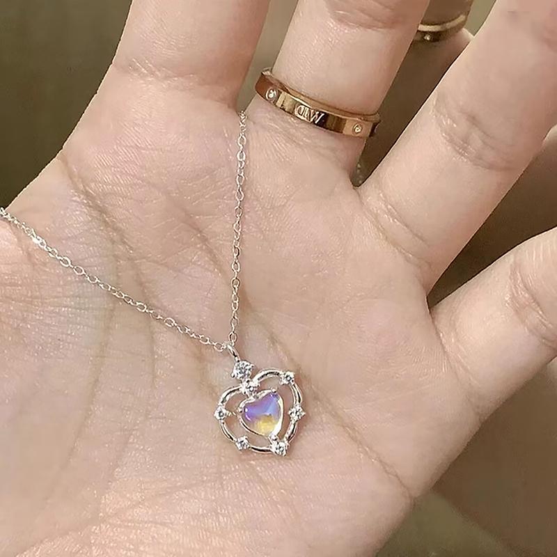 Простые necklaces с лунным камнем для любви для женщин и девочек, легкая роскошь, темперамент, модный кулон-necklace, свадебные, вечерние украшения, подарок
