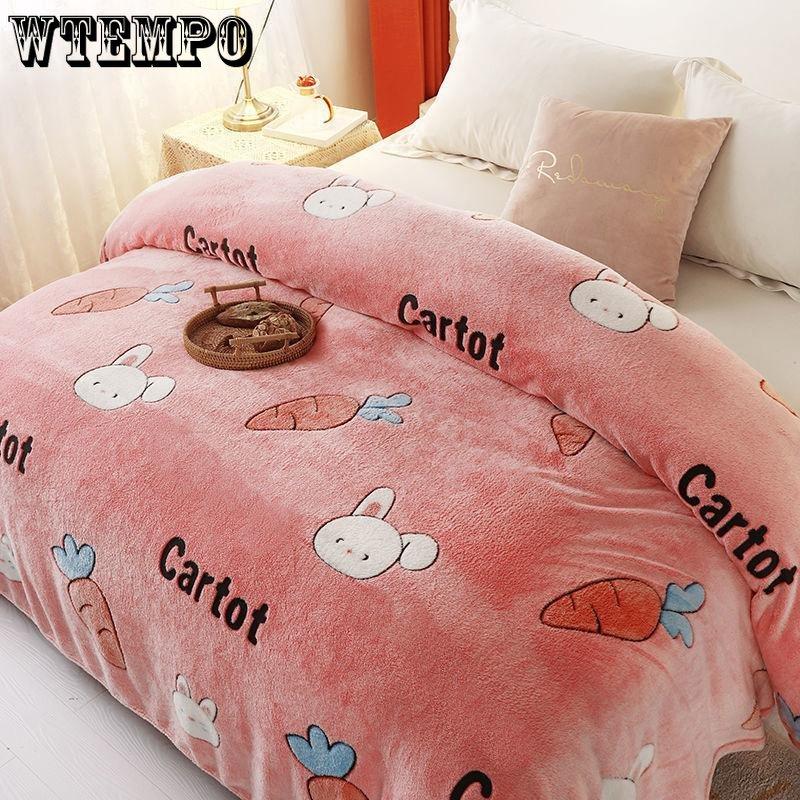 Double-sided Plus Fleece Blanket Sheets To Keep The Bed Warm In Winter Fluffy Coral Fleece Blanket Sofa Blanket Summer Air Conditioning Quilt