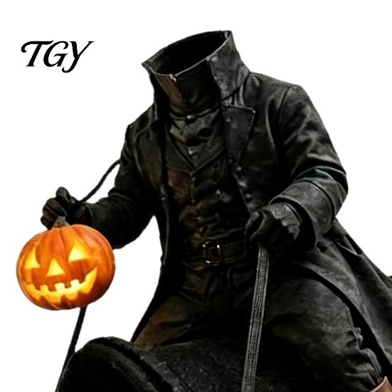 Holiday Pet Outfit for Dogs Headless Horseman Cat Costume, Halloween 3D Funny Rider with Pumpkin Costume Lantern, Adjustable Harness Small Cats,