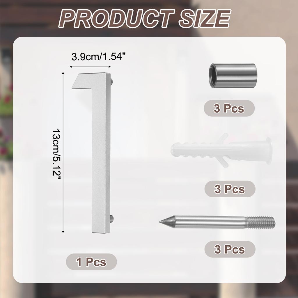 0-9 Floating House Numbers Solid Aluminum Modern Address Number for Outside with Nails Kit for Home Street Office Sign Silver 5"