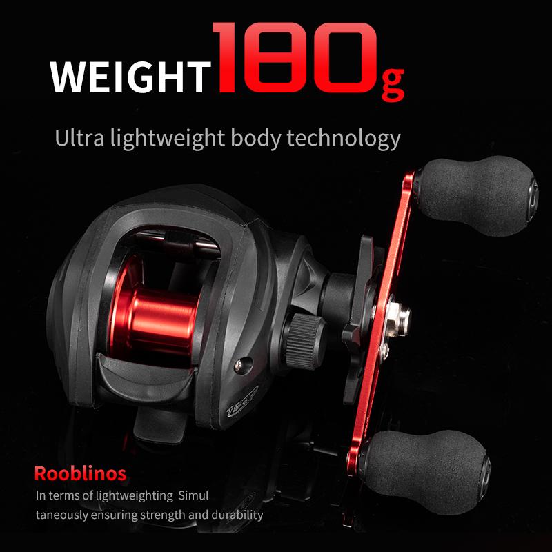 [Germany Stock] Rooblinos AC Waterdrop Left Hand Baitcasting Reel 7.2:1 Gear Ratio Anti-Reverse Two-Speed System Stream River