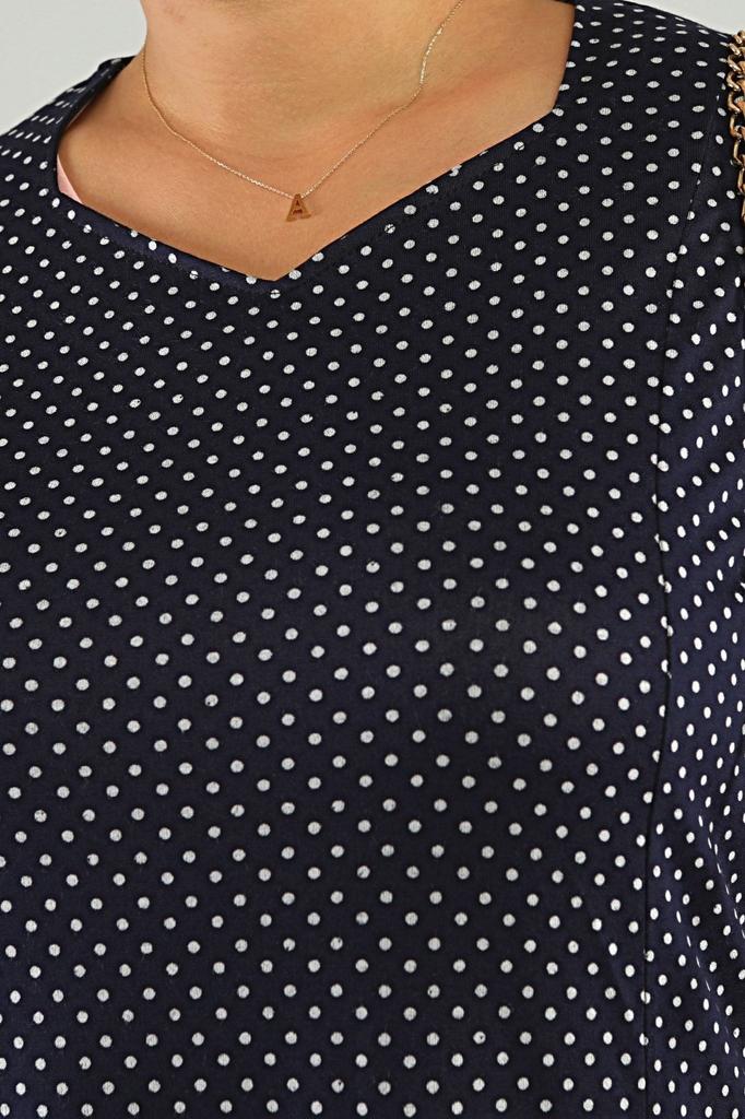 Женское платье больших размеров Платье миди больших размеров Темно-синее в горошек и с леопардовым узором