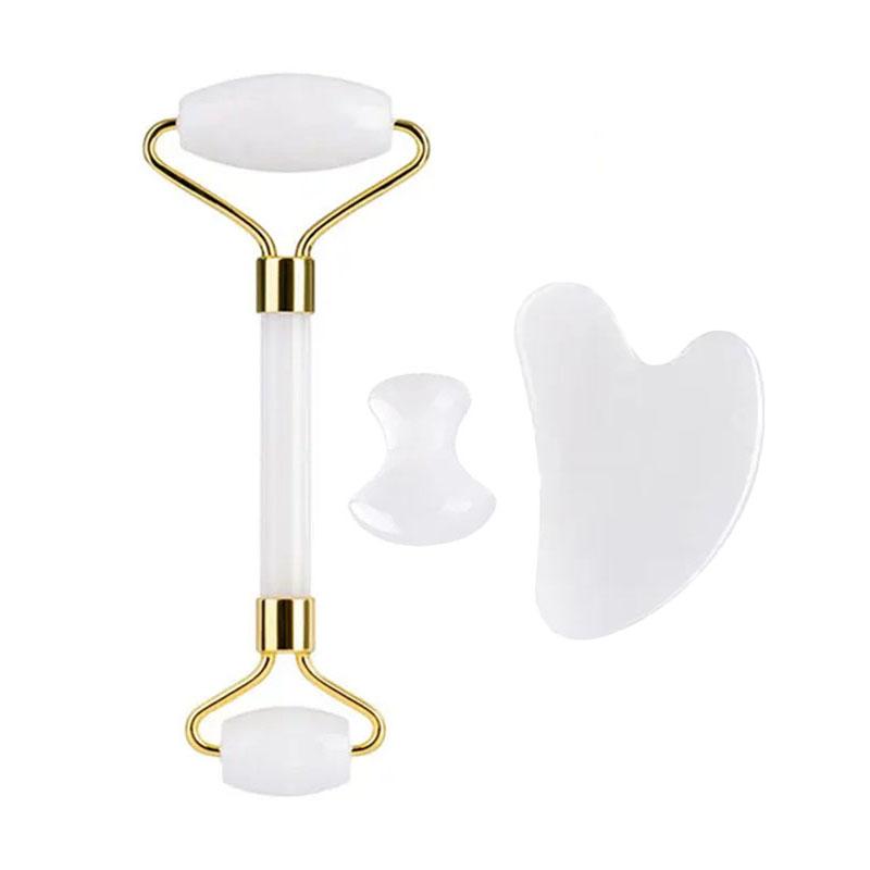 2/3/4pcs Natural Rose Quartz Obsidian Jade Roller Gua Sha Stone Set Gouache Scraper Facial Lifting Anti-Wrinkle Skin Care Tools