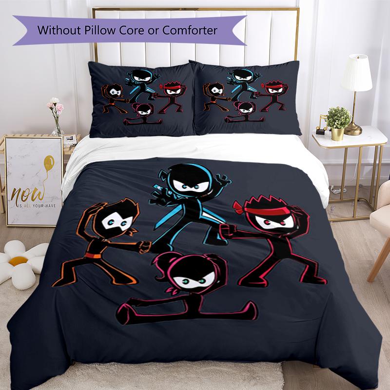 3 шт. Комплект постельного белья Ninja Kidz с застежкой на пододеяльнике, включает 1 пододеяльник и 2 наволочки, мягкий и удобный для всех сезонов.