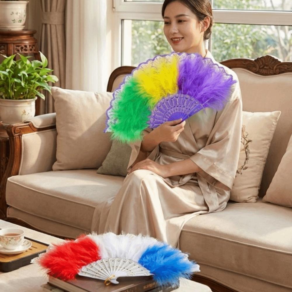 Пластиковая Рамка Перо Складной Веер Китайский Стиль Кружевной Веер Портативный Ретро Ручной Веер Модное Шоу