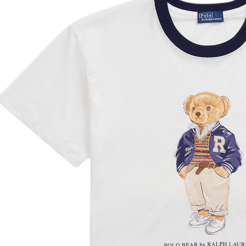 Женская футболка Polo Ralph Lauren с принтом-буквами, круглым вырезом и коротким рукавом, белая 211941205-001