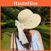 Large Brim Straw Sun Hat Women Summer Wide Brim Retro Japanese Beach Fashion Pearl Mesh Sunscreen Cap