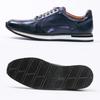 Genuine Leather Luxury Italian Business Casual Cushioned Height Size "Irodori" Men's Sneakers, Design, Style, Insole, Enhancer, IS-2202 (Navy, 26.5cm)
