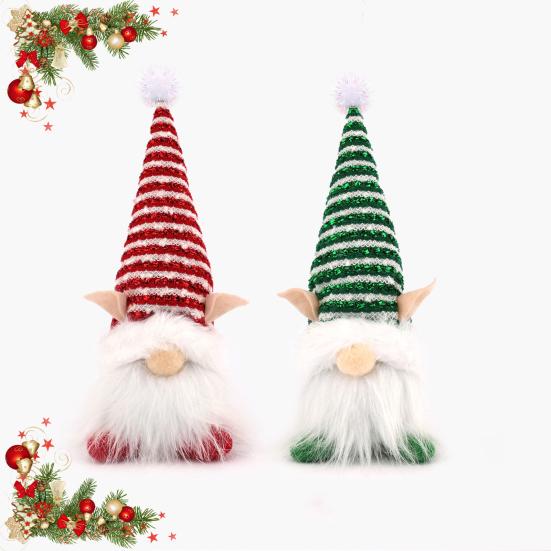 Светящийся Рождественский Гном Ручной Работы Плюшевый Скандинавский Шведский Томте Светящийся Санта Эльф Игрушка для Зимнего Настольного Декора Многоярусного Подноса Внутренний Рождественский Декор