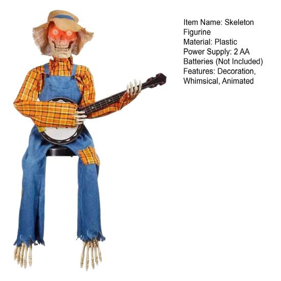 Halloween Animated Banjo Skeletons Fall Country Skeleton Musician Playing Banjo Figurine for Thanksgiving Autumn Harvest Decor