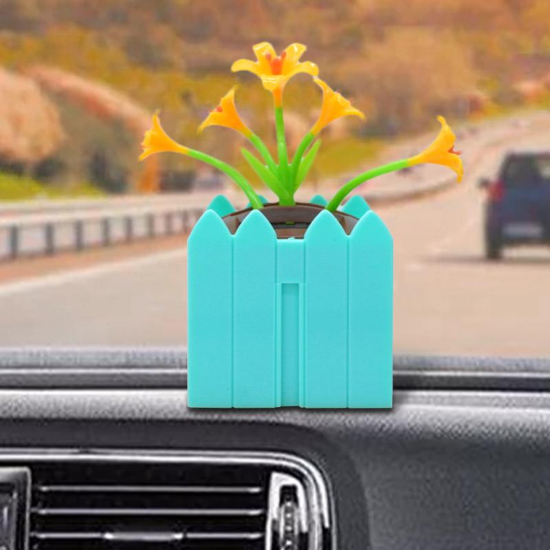 Цветочная приборная панель Bobblehead Solar Shaking Head Украшение для салона автомобиля Цветок в горшке Bobble Head Игрушка для женщин и мужчин Интерьер автомобиля