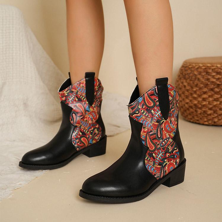 Большие повседневные короткие зимние ботинки с острым носком на толстом каблуке, осенне-зимние ботинки Martin средней высоты с принтом из искусственной кожи, размеры 35-43