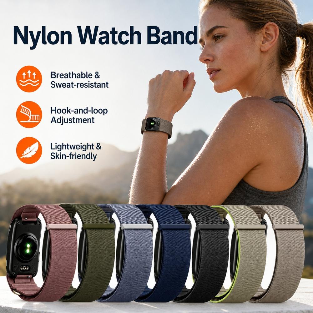 1pcs Nylon Woven Strap for Garmin CIRQA Smart Band Sports Fitness Tracker Adjustable Loop Straps Wristband for Men Women 2026
