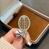 Zinc Zinc Alloy Enamel Metal Clothes Pin Rhinestone Gold Brooch Unique Tennis Racket Brooch  Daily