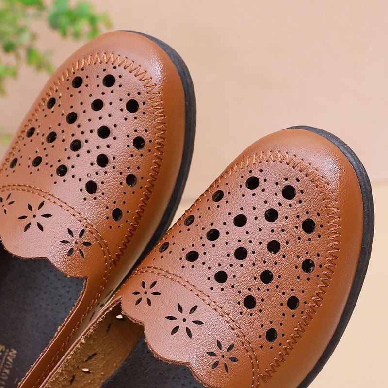 Летние дышащие туфли без застежек для женщин среднего и пожилого возраста, нескользящие мокасины на мягкой подошве для мам