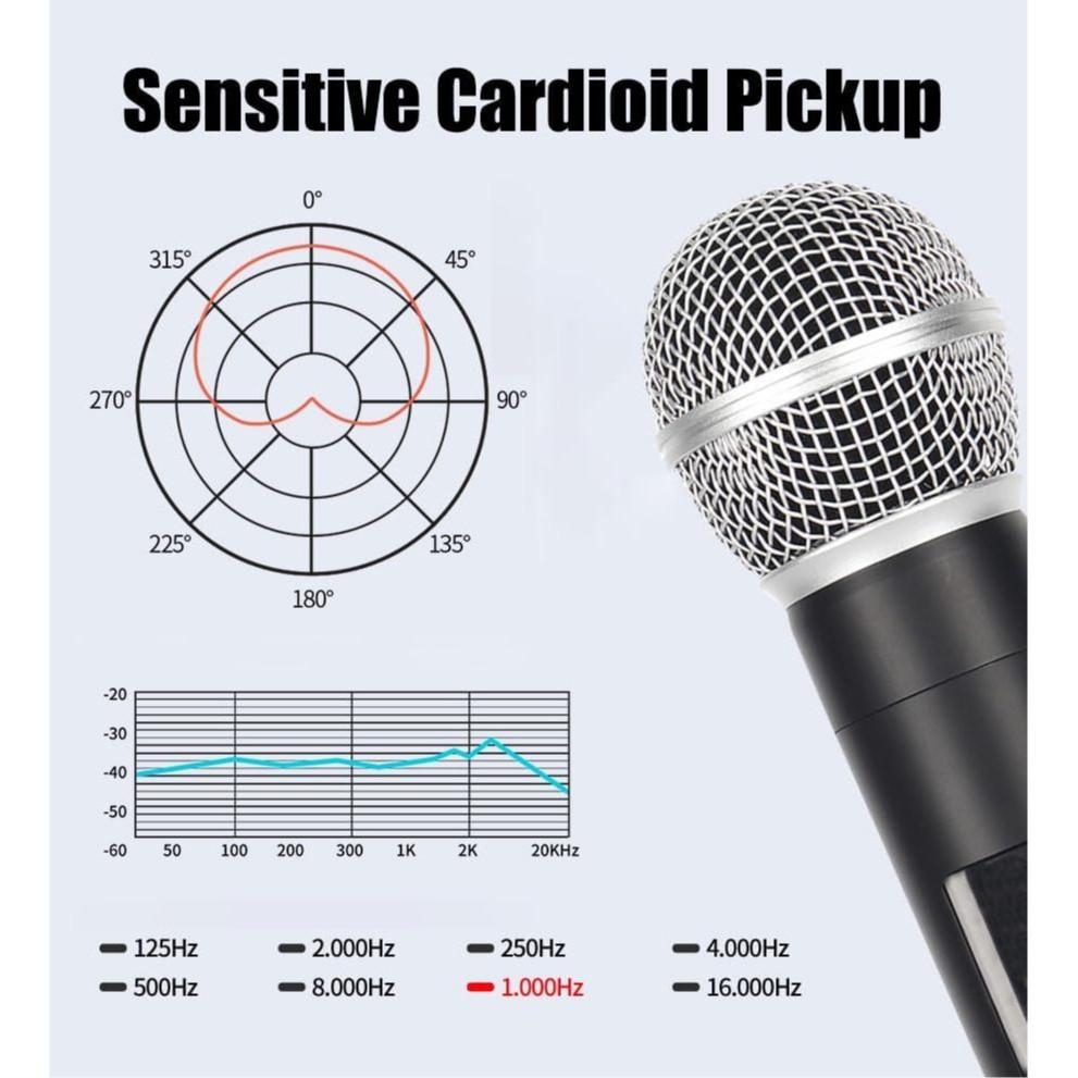 Karaoke Dual Handheld Dynamic Microphone with Rechargeable Receiver for Wedding Party Speech Church Club Wireless Microphone