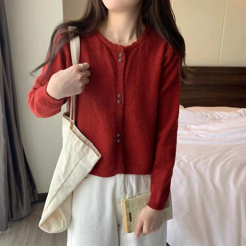 DAFIFY Women's Fashion Casual Fall Winter Solid Color Print Long Sleeve O-Neck Sweaters