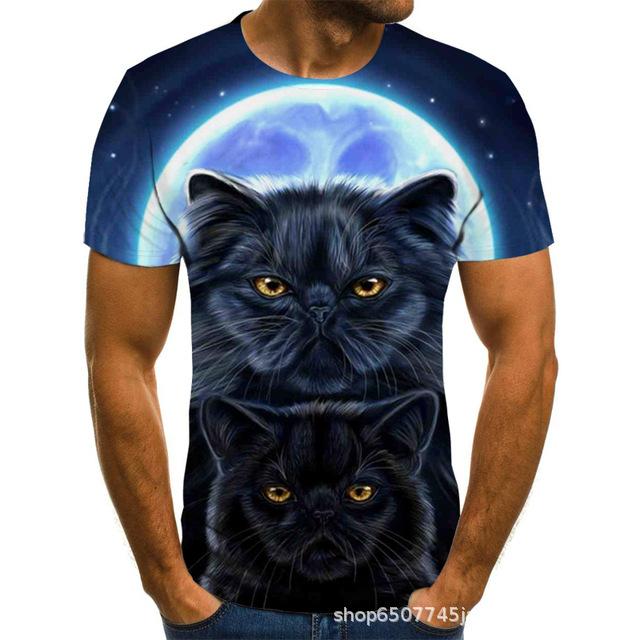 Новая мужская футболка с коротким рукавом Серия "Кошки" 3D-печать Футболка с коротким рукавом