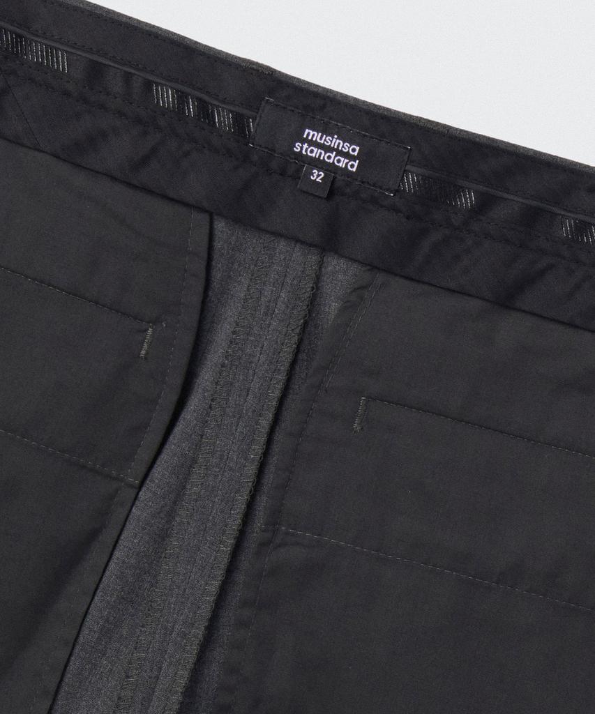 MUSINSA STANDARD Light Plain One-Pleat Wide Hidden Elastic Waist Slacks [Medium Gray]