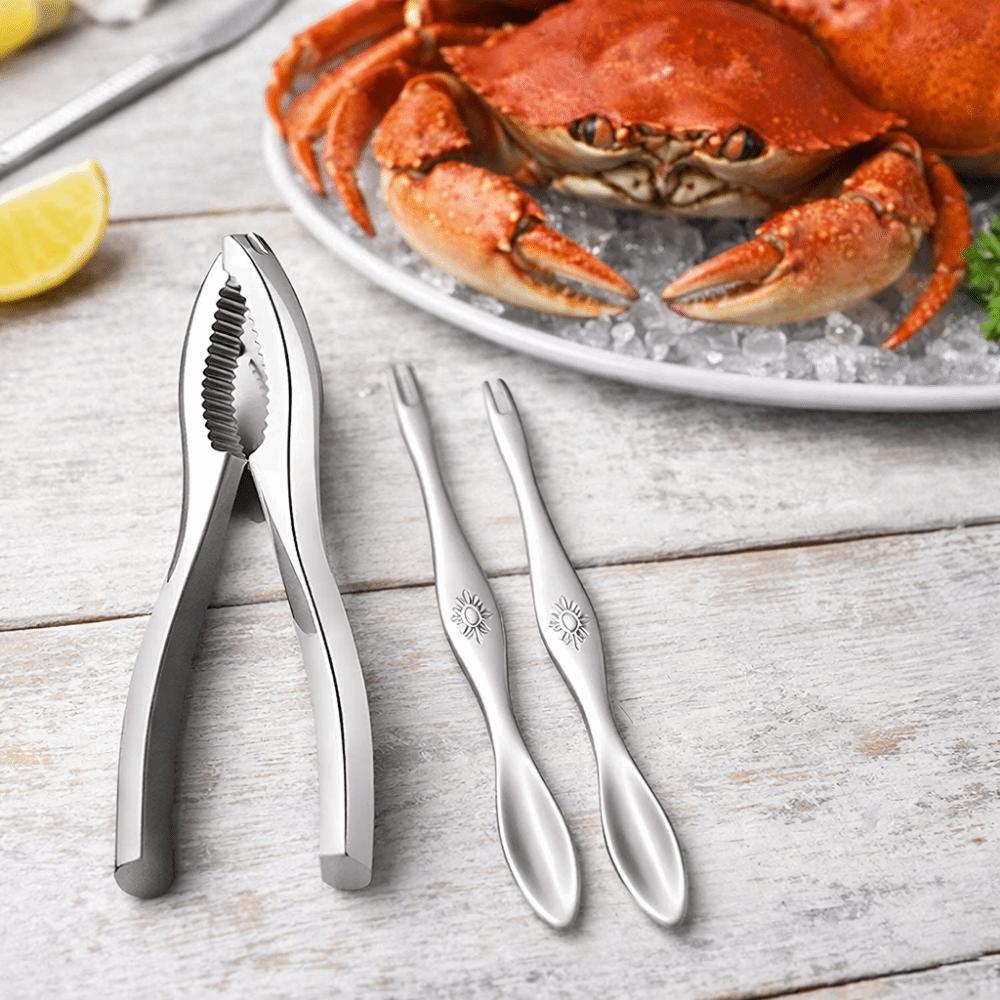 3Pcs/Set Stainless Steel Lobster Crackers and Picks Set Multi-functional Crab Tong Home