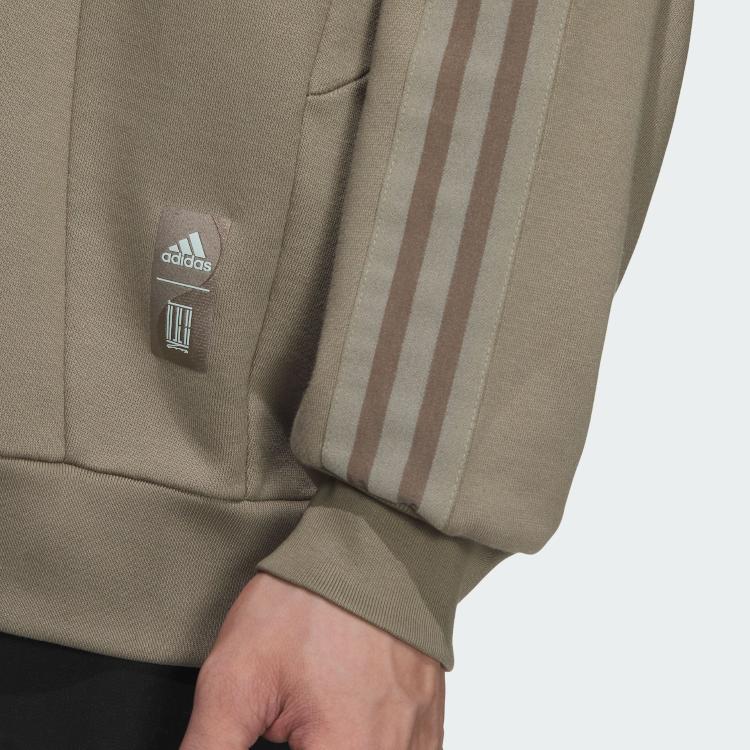 Adidas Wuji Series Silky Sweatshirt Crew Neck Sports Casual Pullover Long Sleeve Hoodie Men Sweatshirt Earth-Brown JI8710