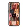 Cartoon Cute Cats Background Phone Case For Oppo Find X5 A53 A52 A9 2020 A54 A15 A95 A16 A76 A74 A12  Reno7 Pro SE Reno6 Z Cover