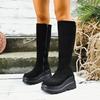 Fall 2025 Fleece Over The Knee Boots, Women's Platform Suede Stretch Boots, Women's Korean Casual Boots