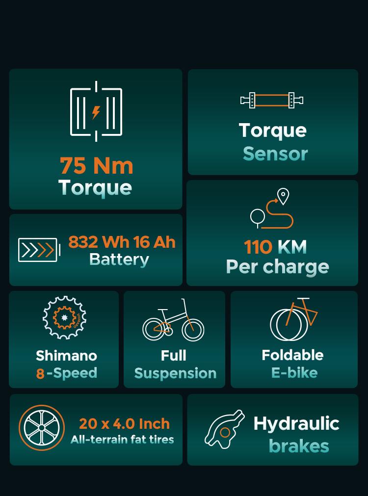 ENGWE ENGINE PRO 2.0 750W All-Season E-Bike | 52V 16Ah Battery | 110KM Range | Hydraulic Brakes | 20x4.0 Snow Tires