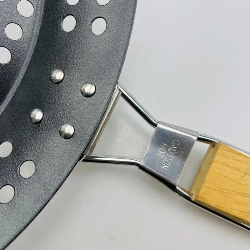 Большой размер из нержавеющей стали с антипригарным покрытием, складной поднос для гриля для барбекю, открытый кемпинг, овощной поднос для блинов, говядины, круглая корзина для гриля