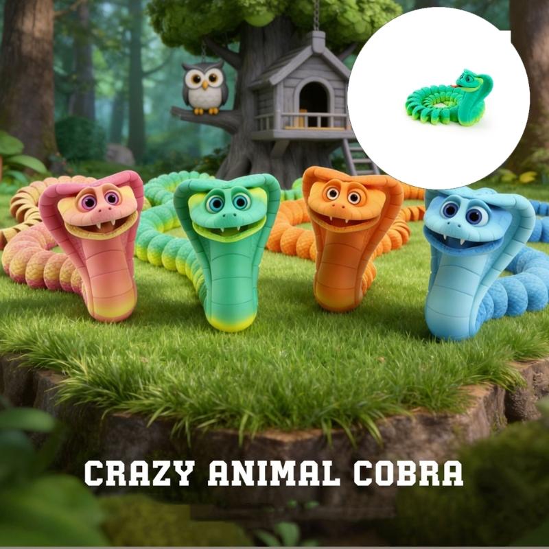 Гибкие суставы Артикулируемые кобры Игрушка-антистресс Декор стола 3D-печатные Бешеные кобры, Реалистичные статуэтки Бешеных кобр