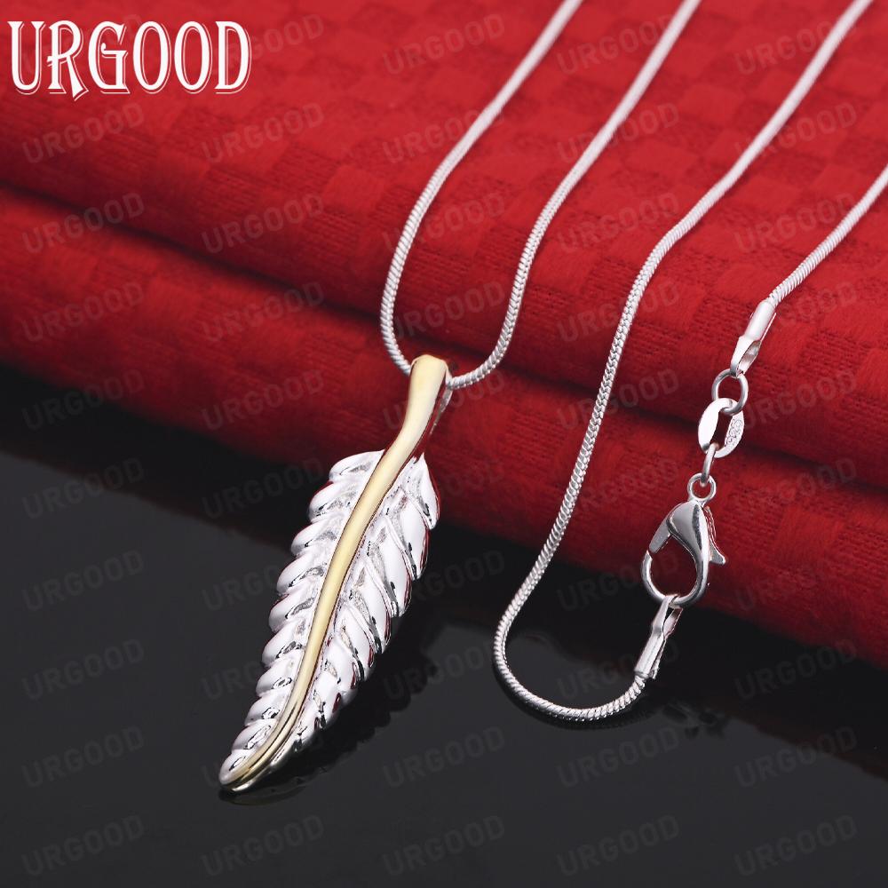 Ожерелье с подвеской в виде пера из стерлингового серебра 925 пробы, модные свадебные украшения