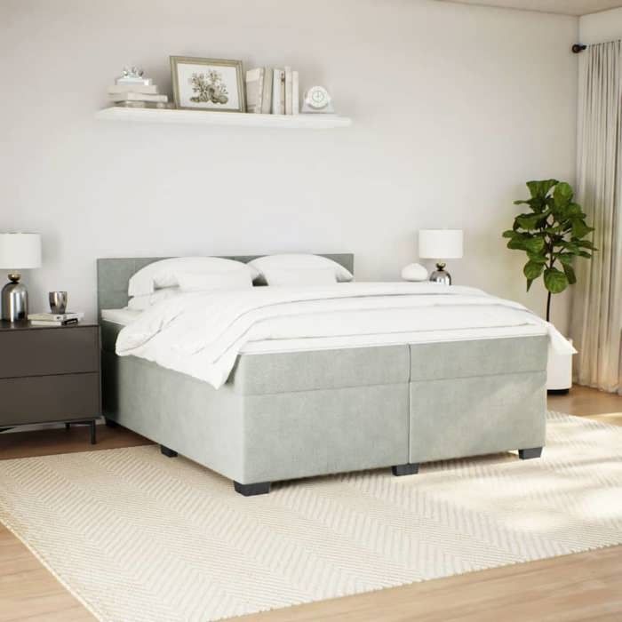 Maison Exclusive - Sommier à lattes de lit et matelas Gris clair 200x200cm Velours