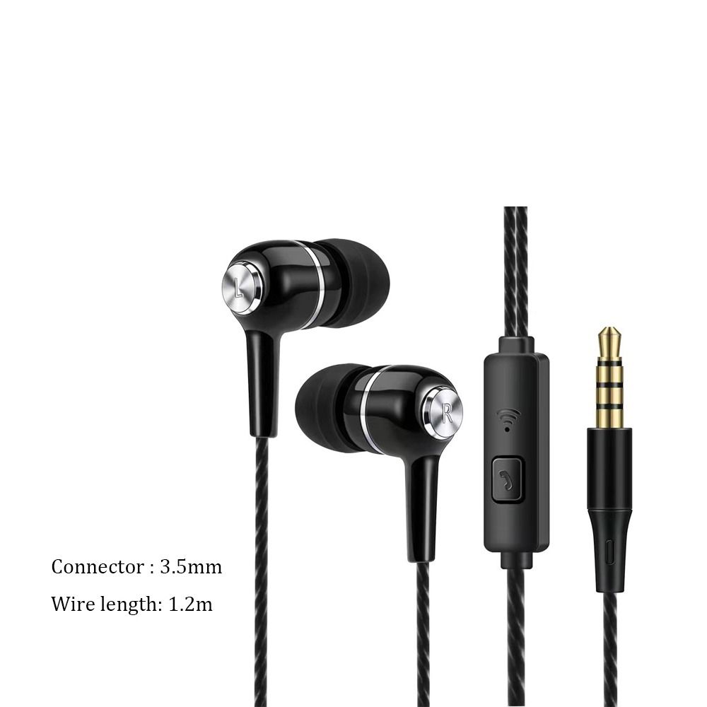 Bass 3.5mm Earbuds Earpiece Wired Headphone for Apple/Android/Huawei Mobile Phone Computer MP3