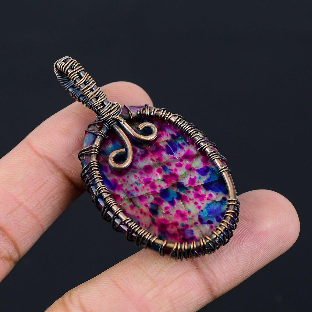 Древо жизни Multi Flash Лабрадорит драгоценный камень Чистая медная проволока обернутая подвеска ручной работы ювелирные изделия