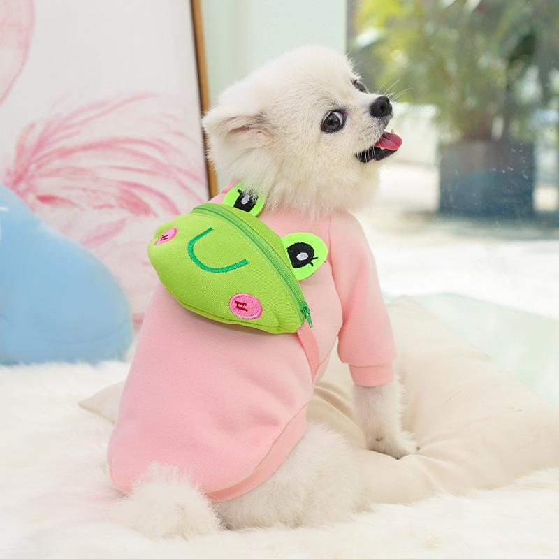 Собаки, кошки, милая одежда на молнии, товары для домашних животных, желтая медвежья лягушка, теплая одежда из лягушки Бишон