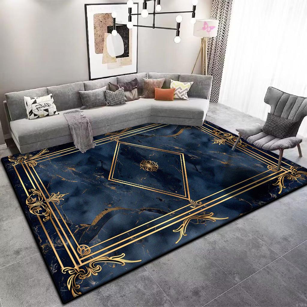 Современный Большой Ковер для Гостиной для Пожилых Синий Противоскользящий Коврик для Кофейных Столиков Настраиваемый Коврик для Гардеробной Офиса Под Диван Мягкий Легко Чистить