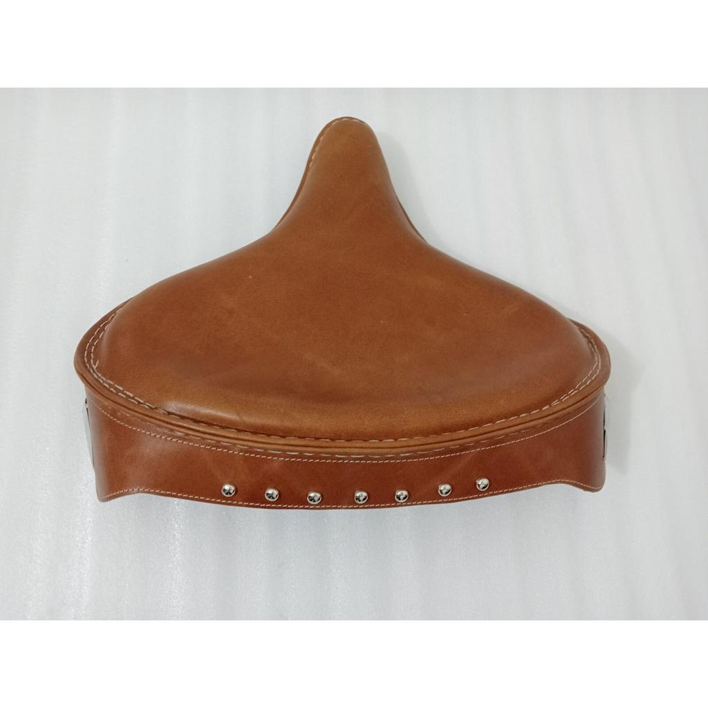 Solo Seat For Harley Tan Leather Skirt Knucklehead Panhead Shovel TC Bobber |Fit