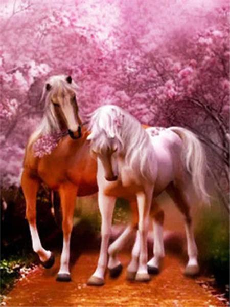Diamond Art Painting Horse Pink Home Decor Embroidery Cross Stitch Animal Scenery Mosaic Craft Kit