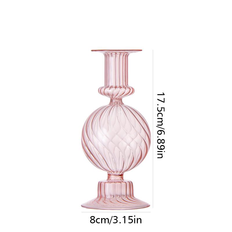 1PC Glass Candlestick Home Decoration Hydroponic Vase For Party Wedding Birthday Candle Stand Glass Crafts 20X8cm
