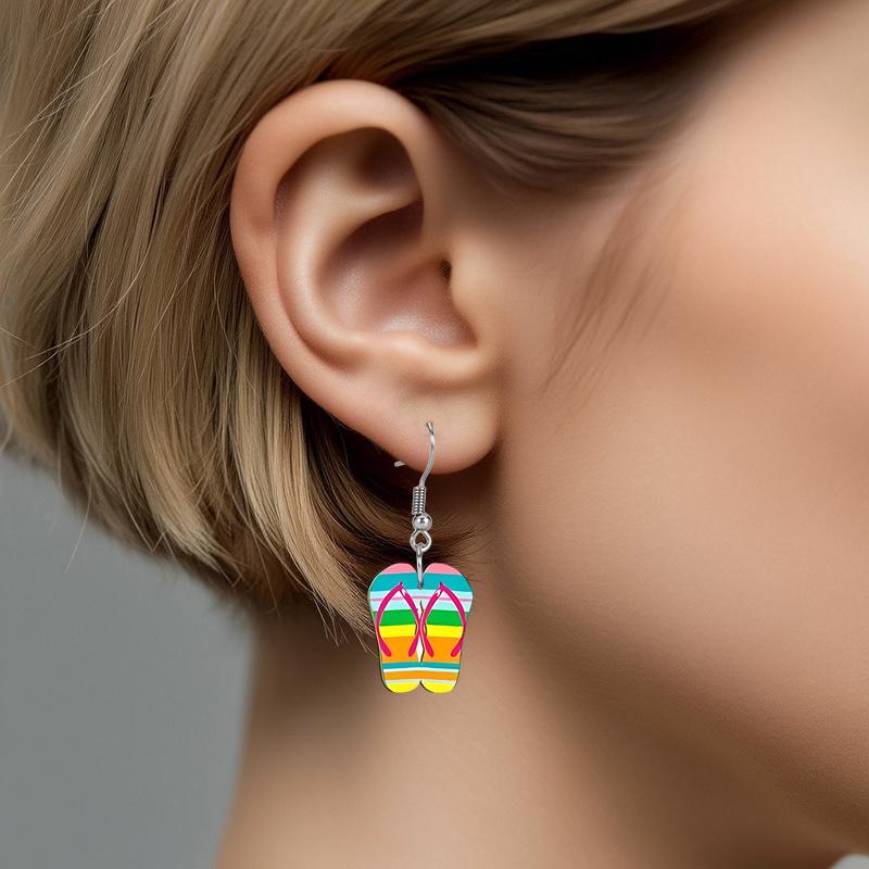 2D Плоские Гавайские Летние Серьги Шлепанцы Акриловые Серьги Модная Бижутерия Элегантные Серьги Вечерние Серьги